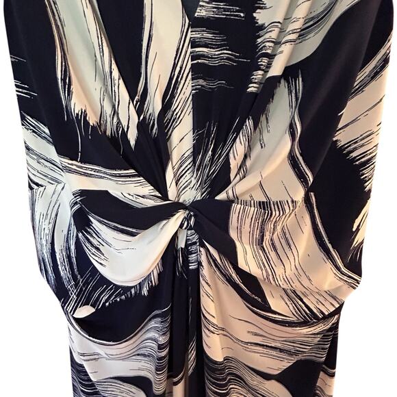 ELIZA J Women’s Blue White Jersey Knot Front Sleeveless Maxi Dress Plus Size 22 - Picture 3 of 10